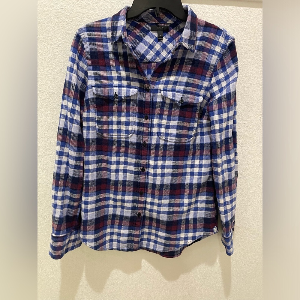 J Crew women’s plaid button shirt size 4 red blue white